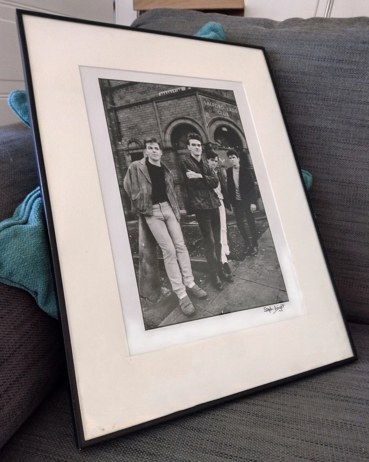 Framed print of The Smiths outside Salford Lads Club — Stephen Wright