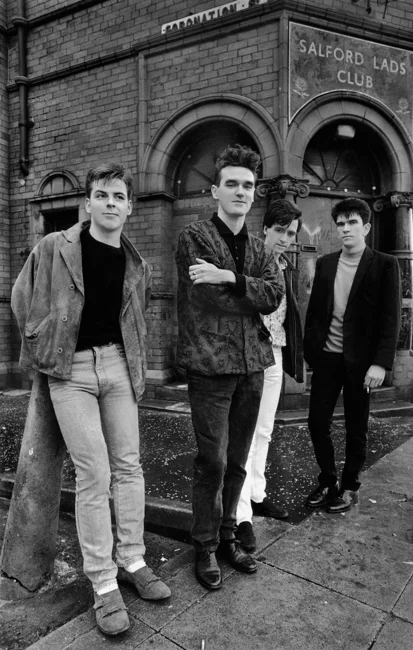 The Smiths outside Salford Lads Club, December 1985 — Stephen Wright